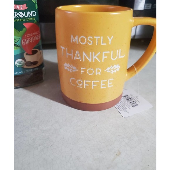 Mostly thankful for coffee mug Thanksgiving coffee tea holiday Christmas Xmas - Picture 2 of 5